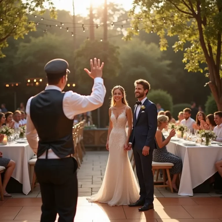 Pavlof en plein animation pour mariage devant les mariés.