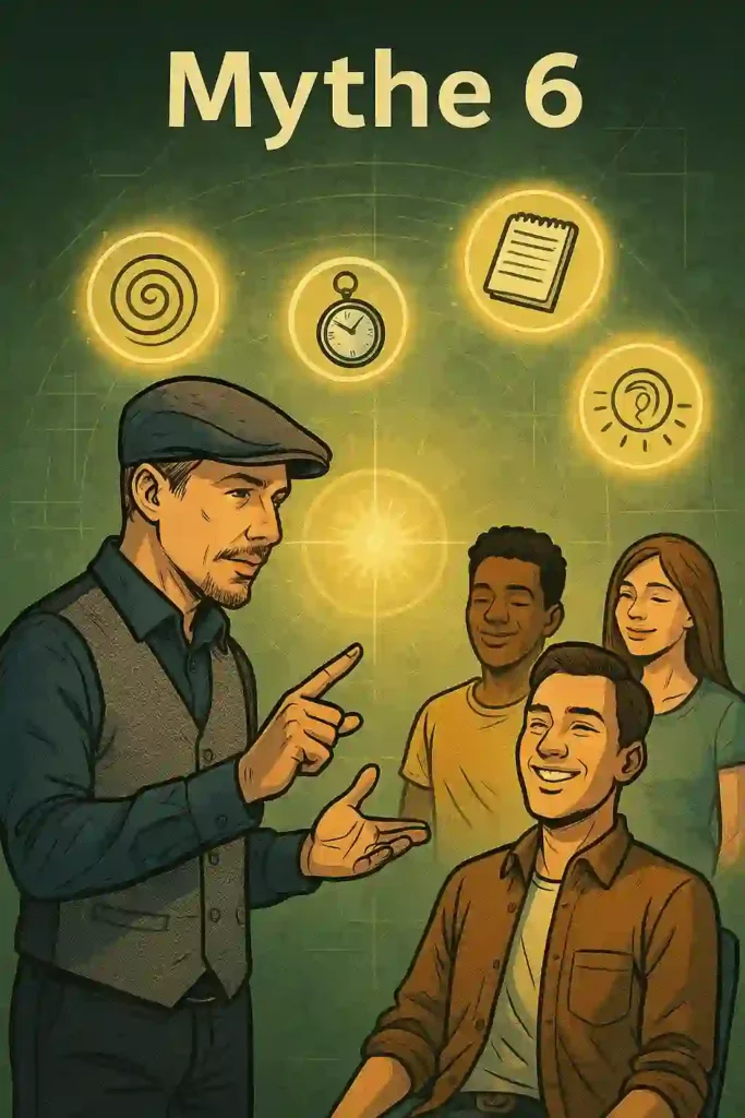 Hypnotiseur expliquant que chaque personne réagit différemment à l’hypnose selon sa personnalité et sa réceptivité.